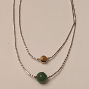 Vintage Sterling Silver Semiprecious Stone Necklace